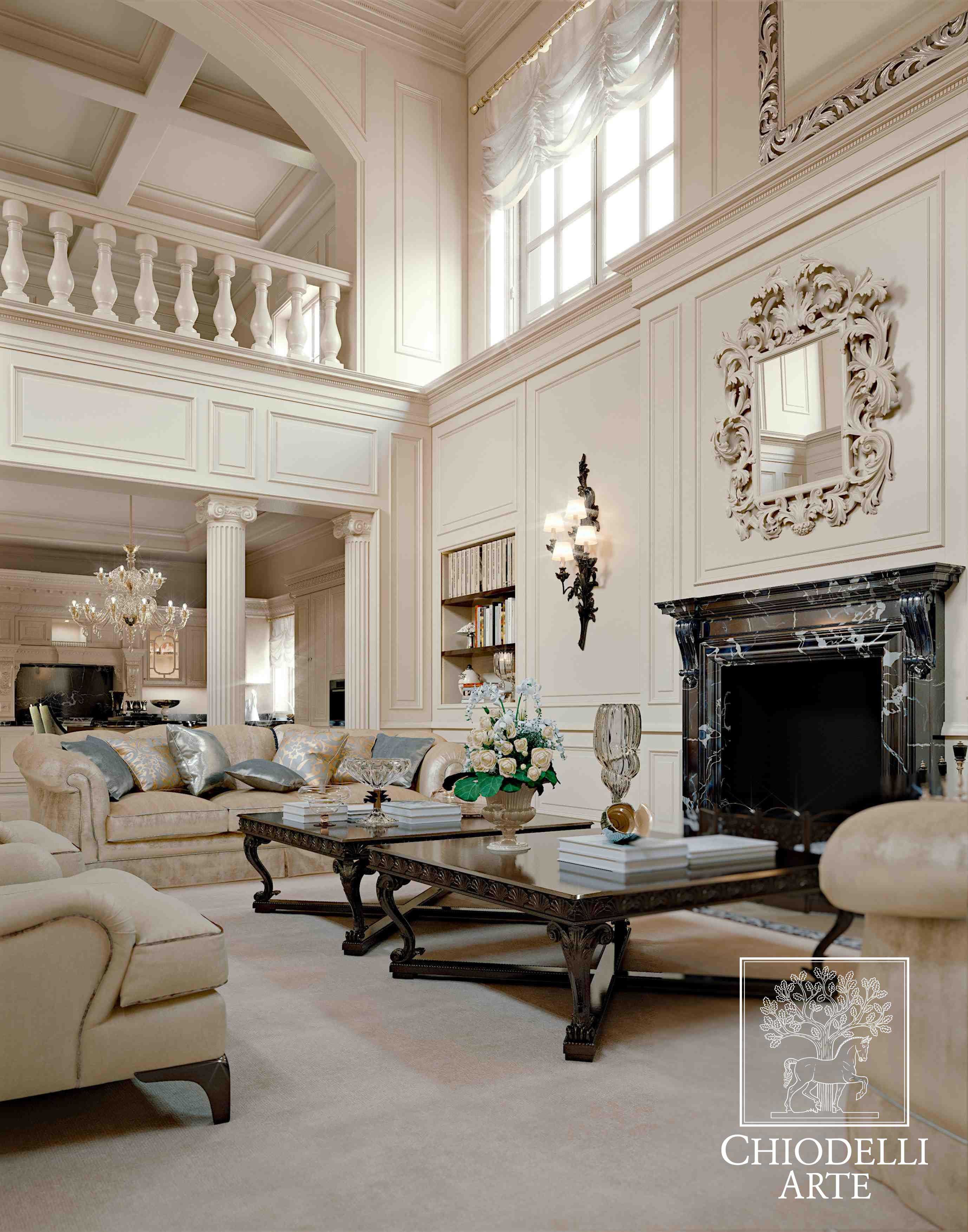 A white living room, with a classic style - التصميم الداخلي